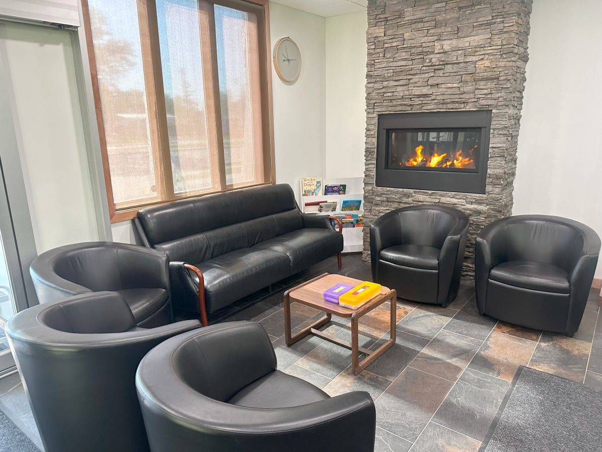 Waiting area at Greenwoods Dental Pembina location